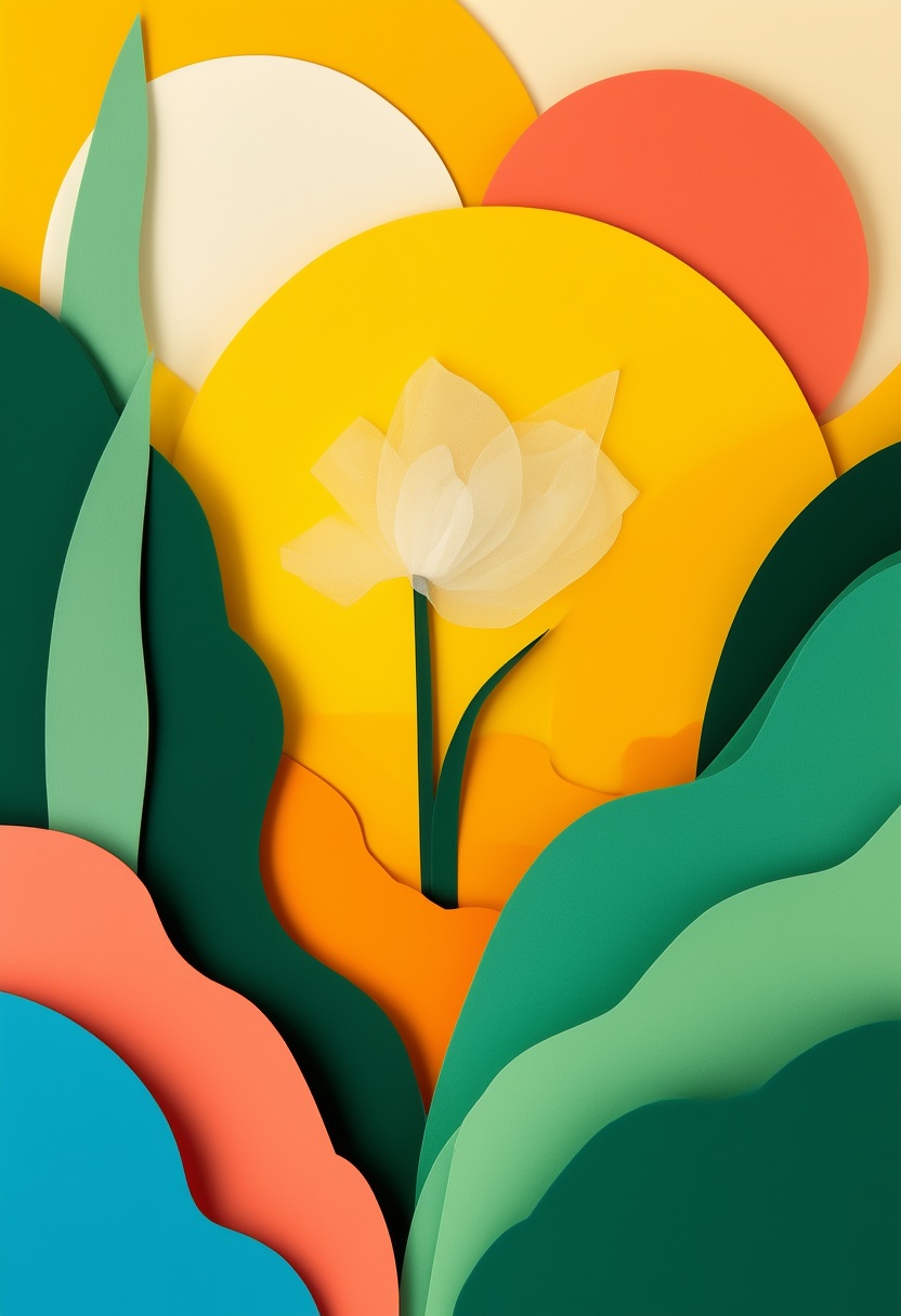 Sunlit Paper Bloom — Encouragement cut-paper-style greeting card