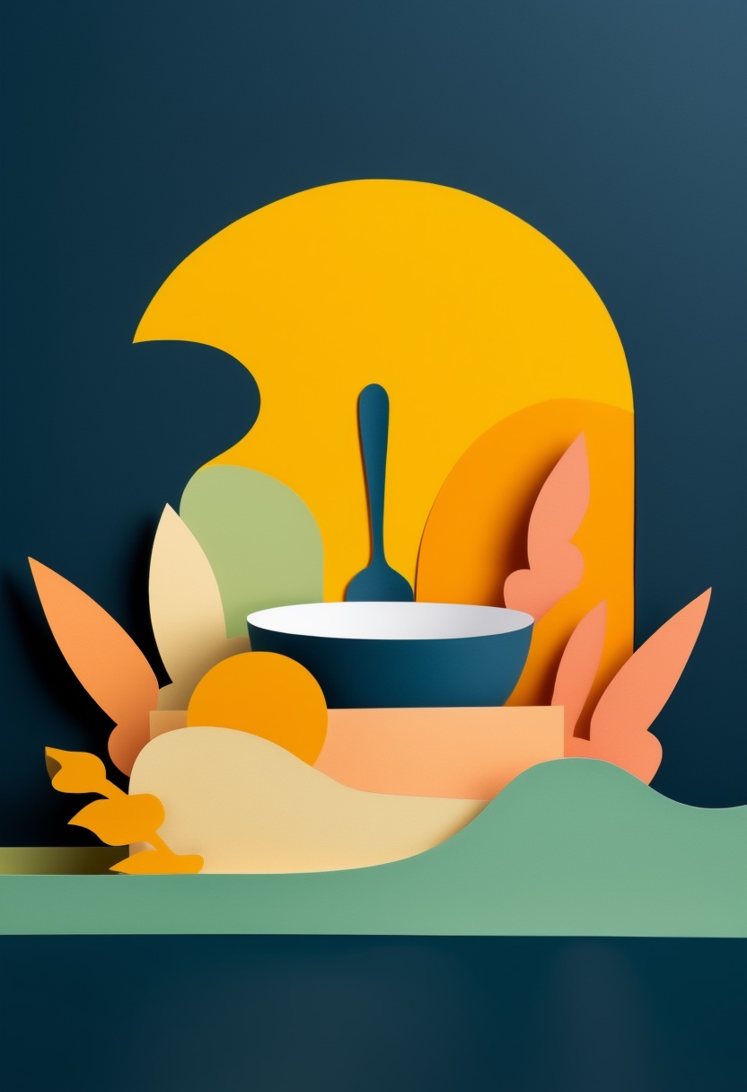 Sunlit Soup Bowl Abstract — Care & Concern cut-paper-style greeting card