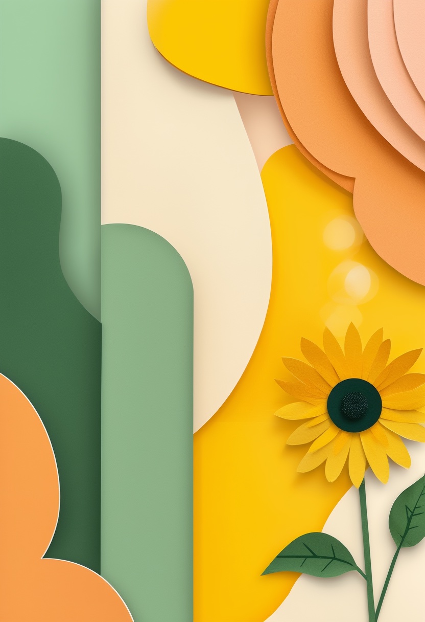 Sunlit Sunflower Garden — Get Well cut-paper-style greeting card