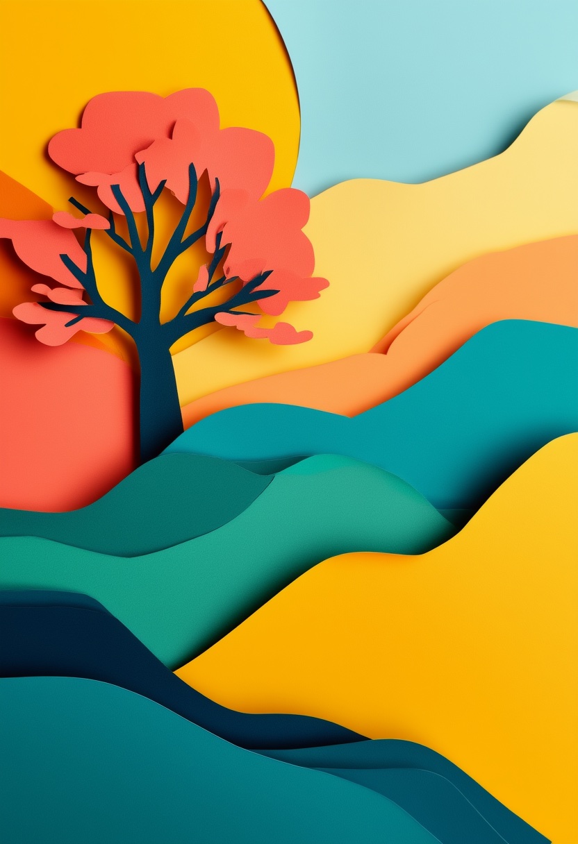 Sunlit Tree Layers — Divorce cut-paper-style greeting card