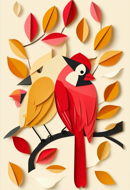 Cardinals on Snowy Branch