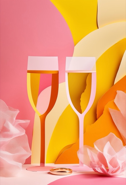 Champagne Flutes & Gold Ring