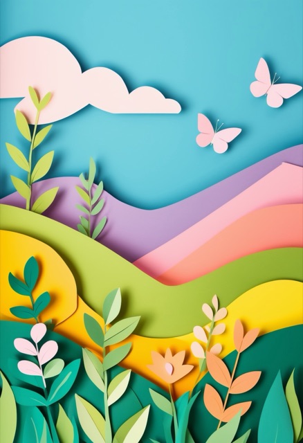Prairie de papillons en collage