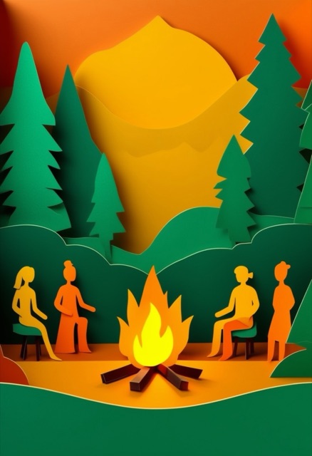 Forest Sunset Firelight Gathering