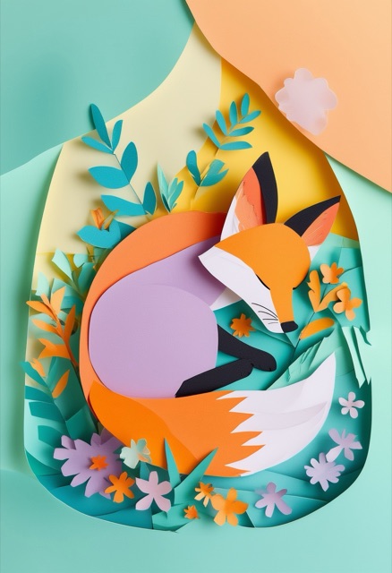 Fox in Bloom Nest