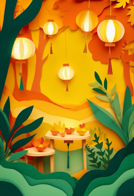 Lantern-Lit Autumn Tableau