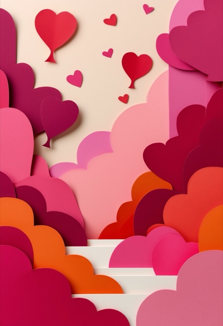 Layered Heart Balloons Sky