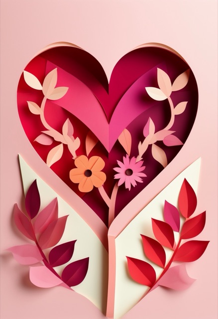 Layered Paper Heart Bloom