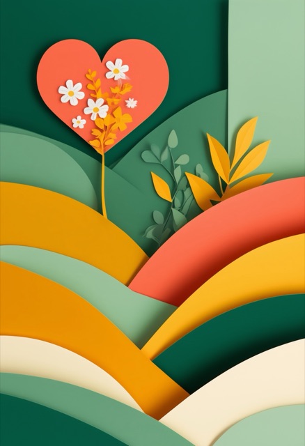 Layered Paper Heart Garden