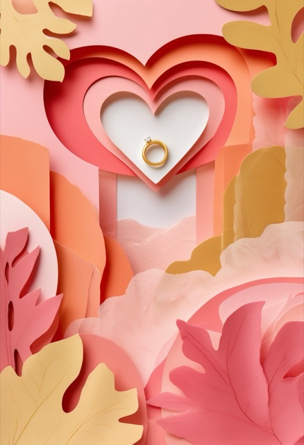 Layered Paper Heart Gold Ring
