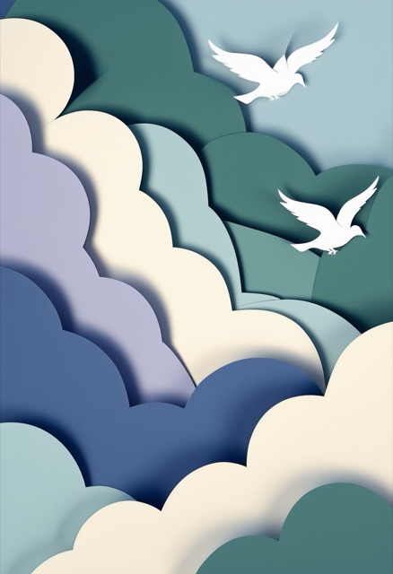 Layered Sky Doves in Soft Hues