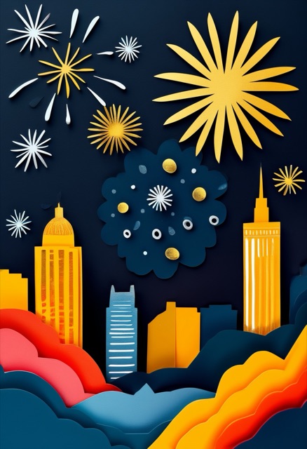 Midnight Skyline Fireworks Celebration