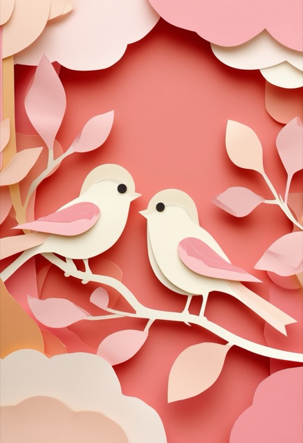 Paper Cutout Love Birds