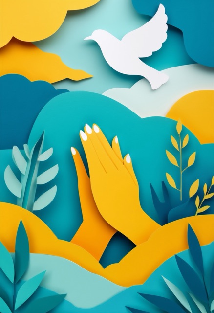 Praying Hands & Soaring Dove