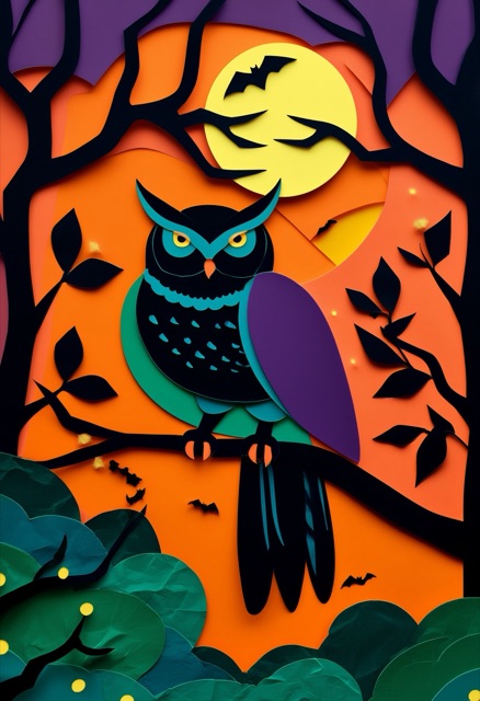 Purple Owl Moonlight Perch