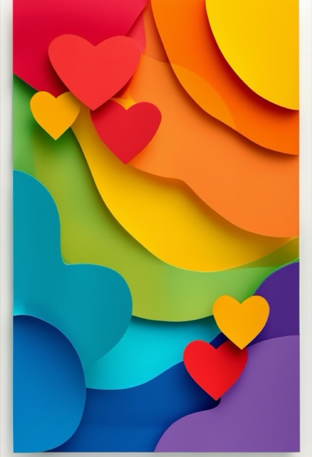 Rainbow Paper Cutout Hearts