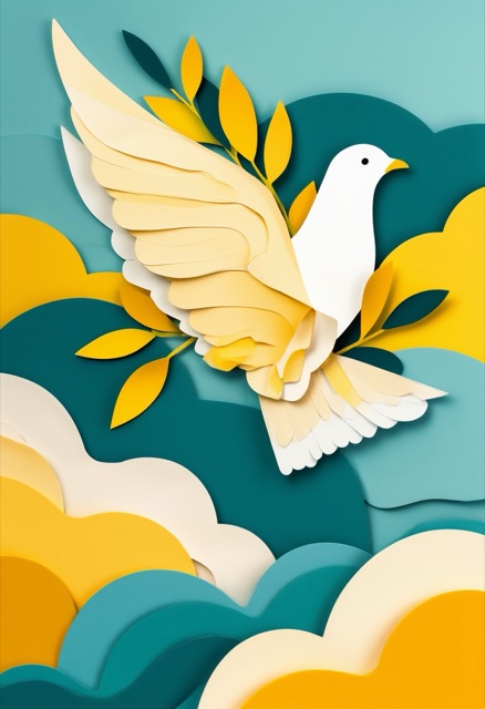 Soaring Dove Amongst Vibrant Clouds