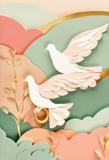 Soaring Doves With Eternal Ring