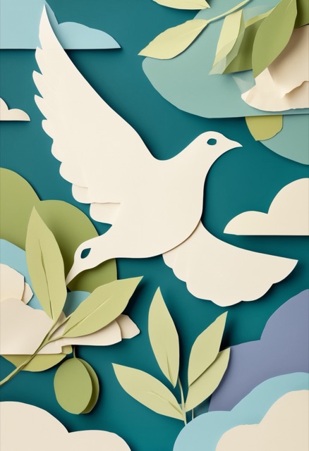 Soaring White Dove Amongst Layers