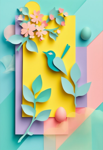 Sunlit Bird and Blossoms