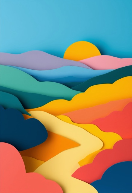 Sunlit Layered Mountain Sunrise