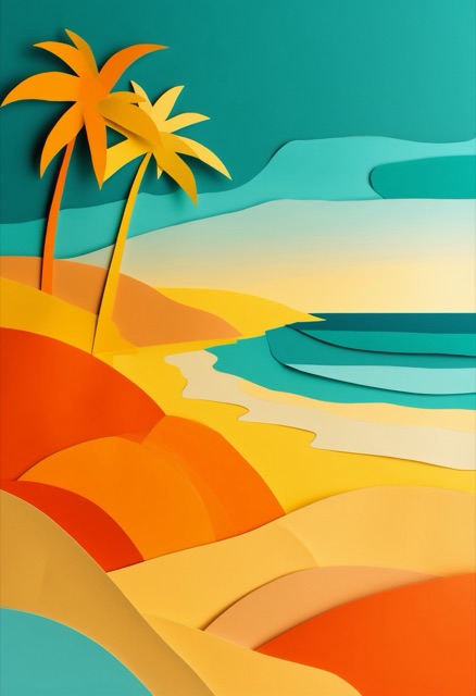 Sunlit Palm Tree Silhouettes
