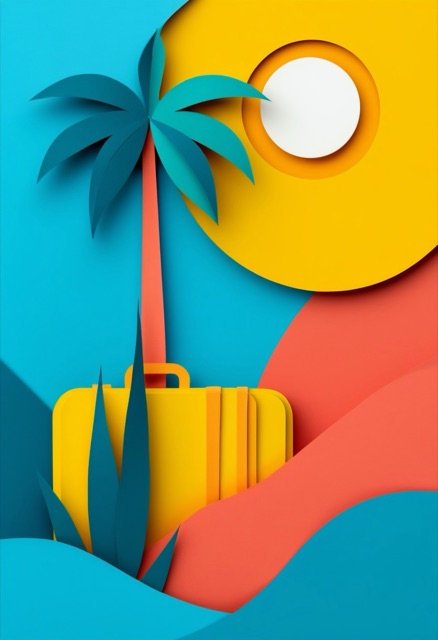 Sunlit Suitcase Palm Tree