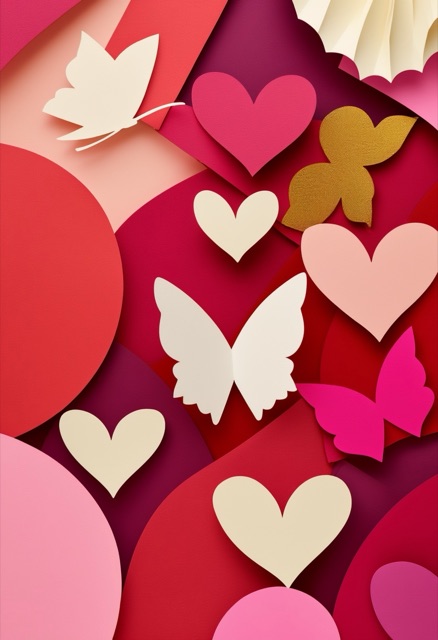 Vibrant Butterflies Over Hearts Collage