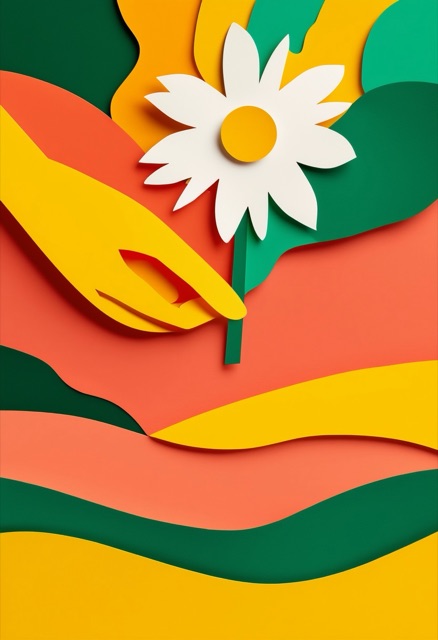 Vibrant Cut-Paper Garden Offering