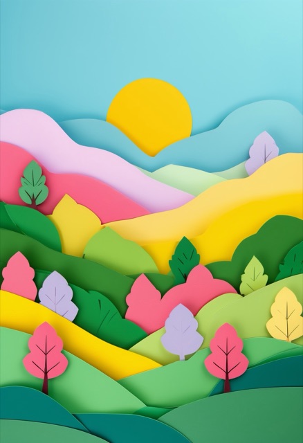 Paysage découpé vibrant