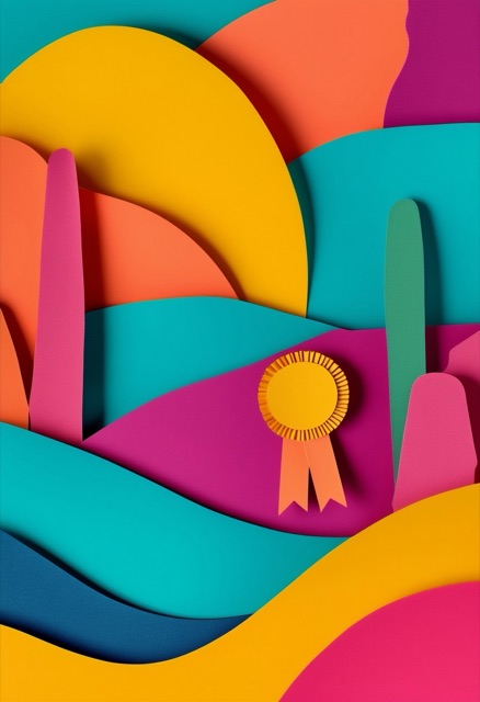 Vibrant Cut-Paper Ribbon Triumph