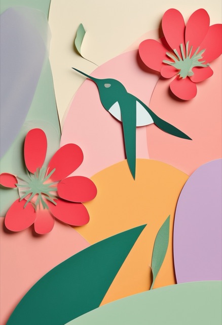 Vibrant Hummingbird Amongst Flowers