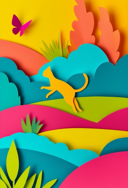 Vibrant Leaping Cat