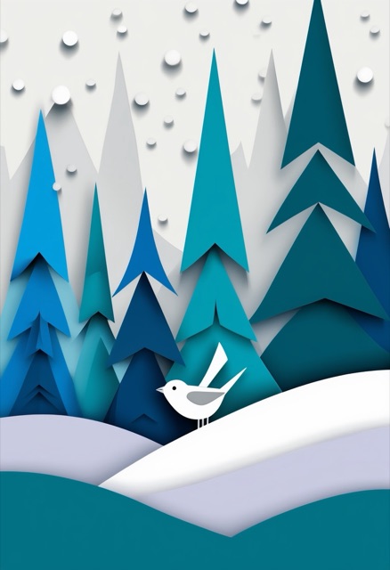 Winter Snowfall Bird Soar