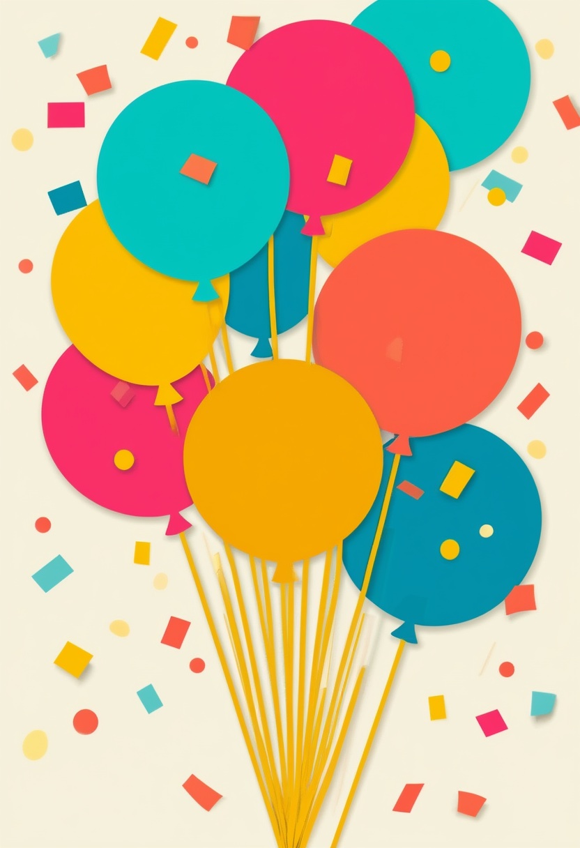 Vibrant Balloon Celebration — Congratulations cut-paper-style greeting card