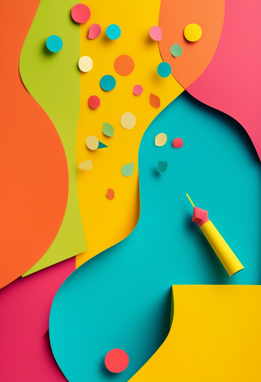 Vibrant Collage Celebration — Fun cut-paper-style greeting card