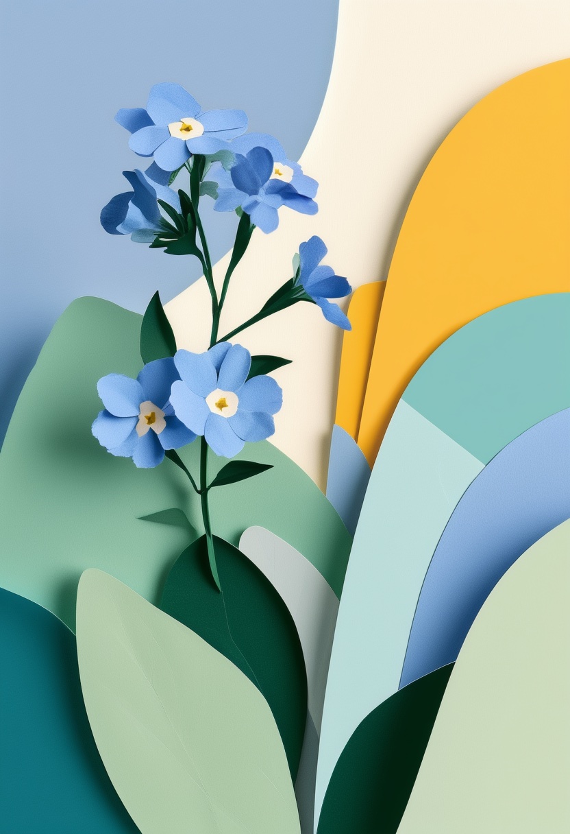 Vibrant Cut-Paper Floral Arrangement — Thinking of You cut-paper-style greeting card