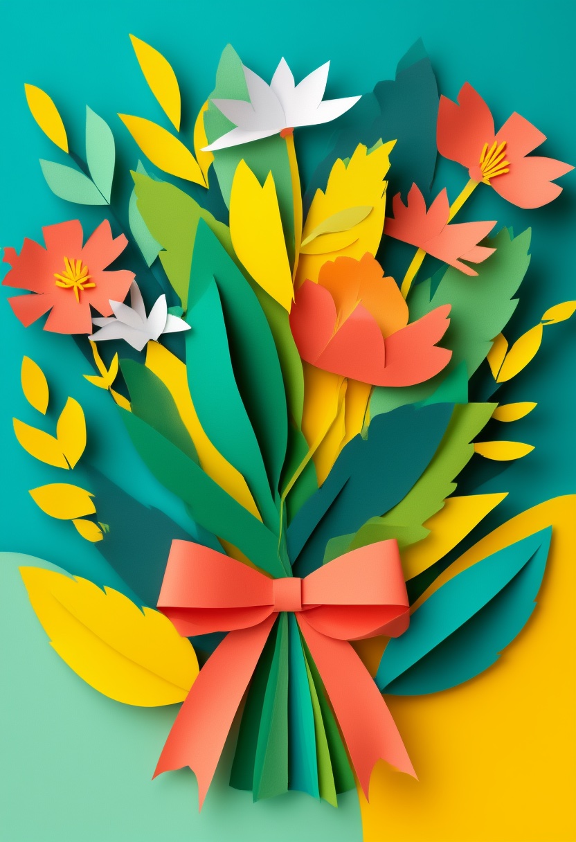 Ramo Floral Vibrante en Papel Recortado — You're Welcome