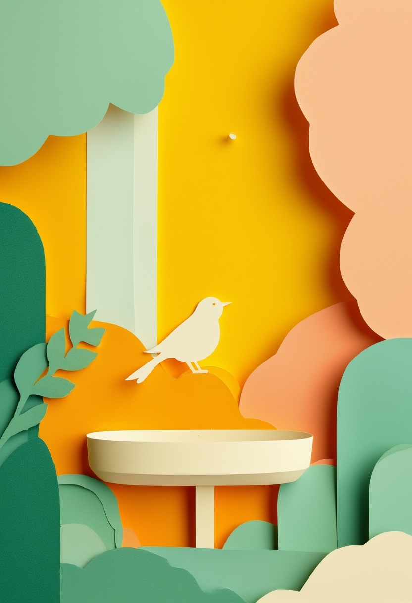 Vibrant Cut-Paper Garden — Care & Concern cut-paper-style greeting card