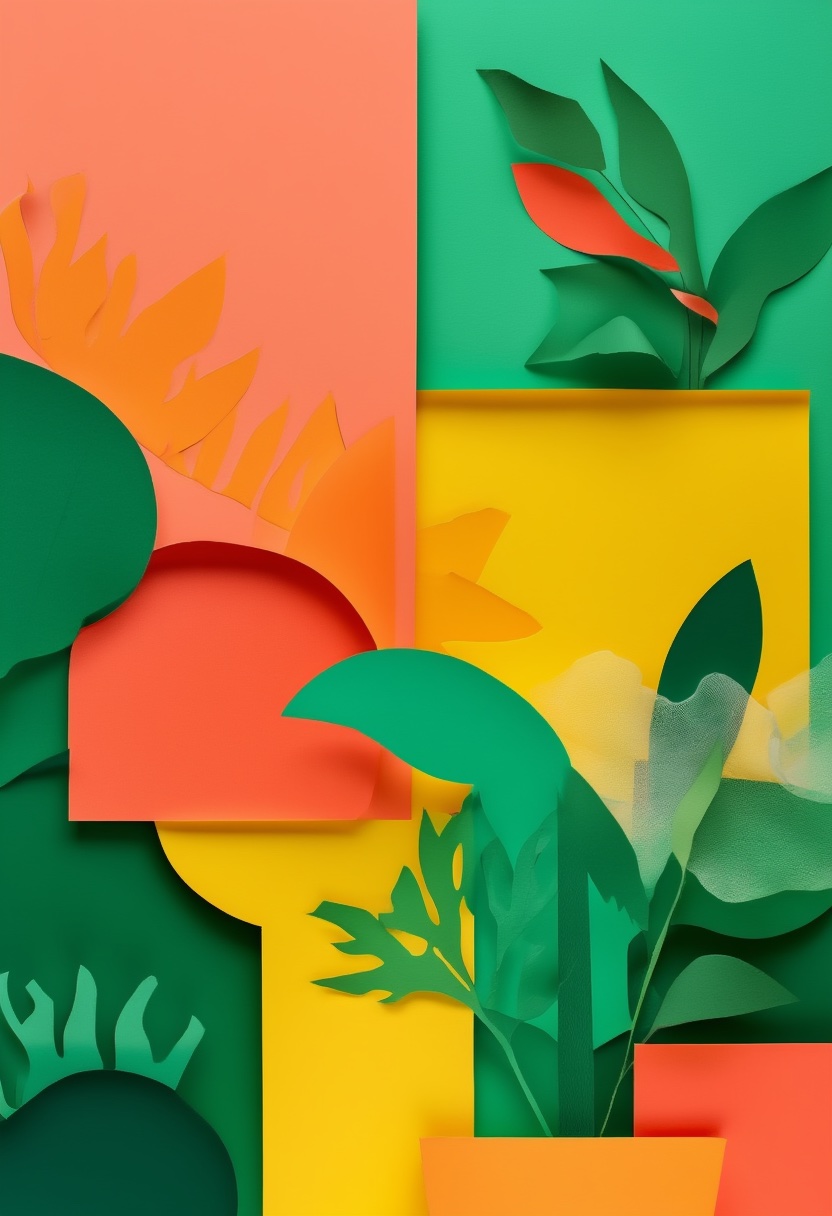 Vibrant Cut-Paper Garden Serenity — You're Welcome cut-paper-style greeting card