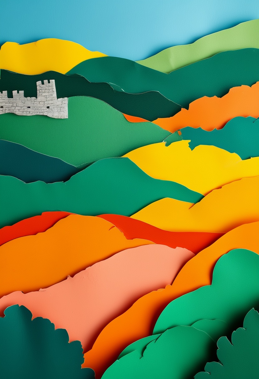 Vibrant Cut-Paper Landscape