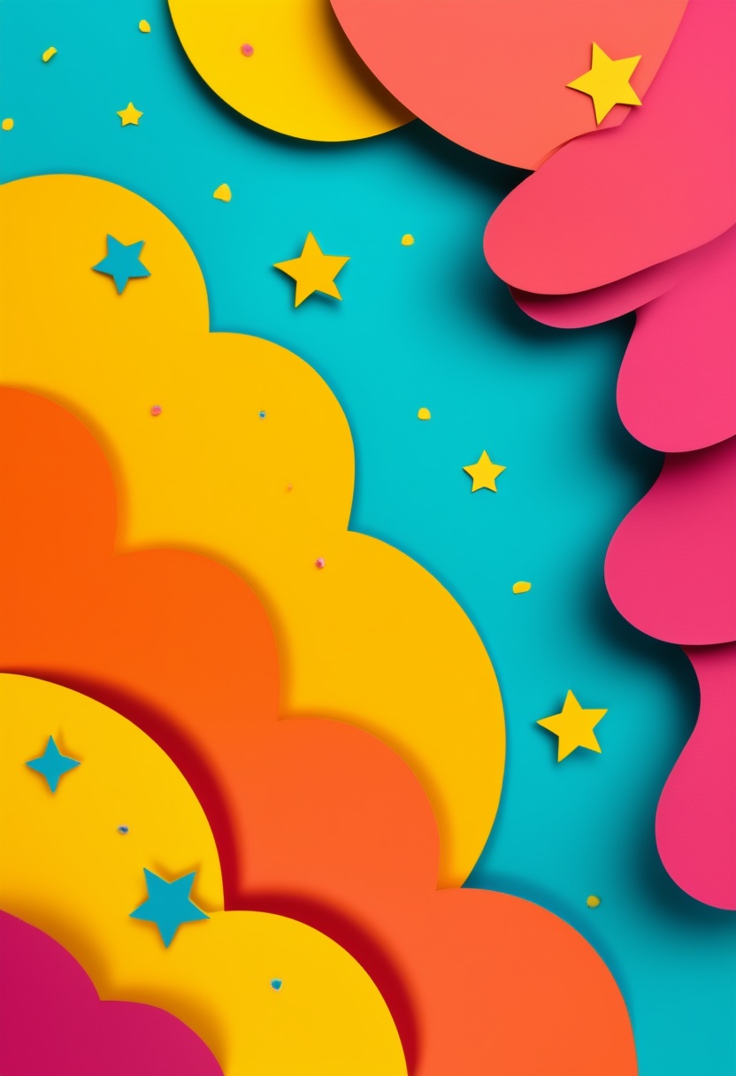 Vibrant Cut-Paper Starscape — Congratulations cut-paper-style greeting card