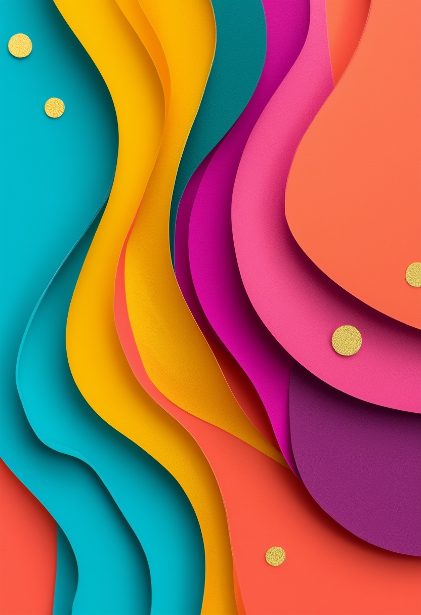 Vibrant Layered Celebration Collage — Celebration cut-paper-style greeting card