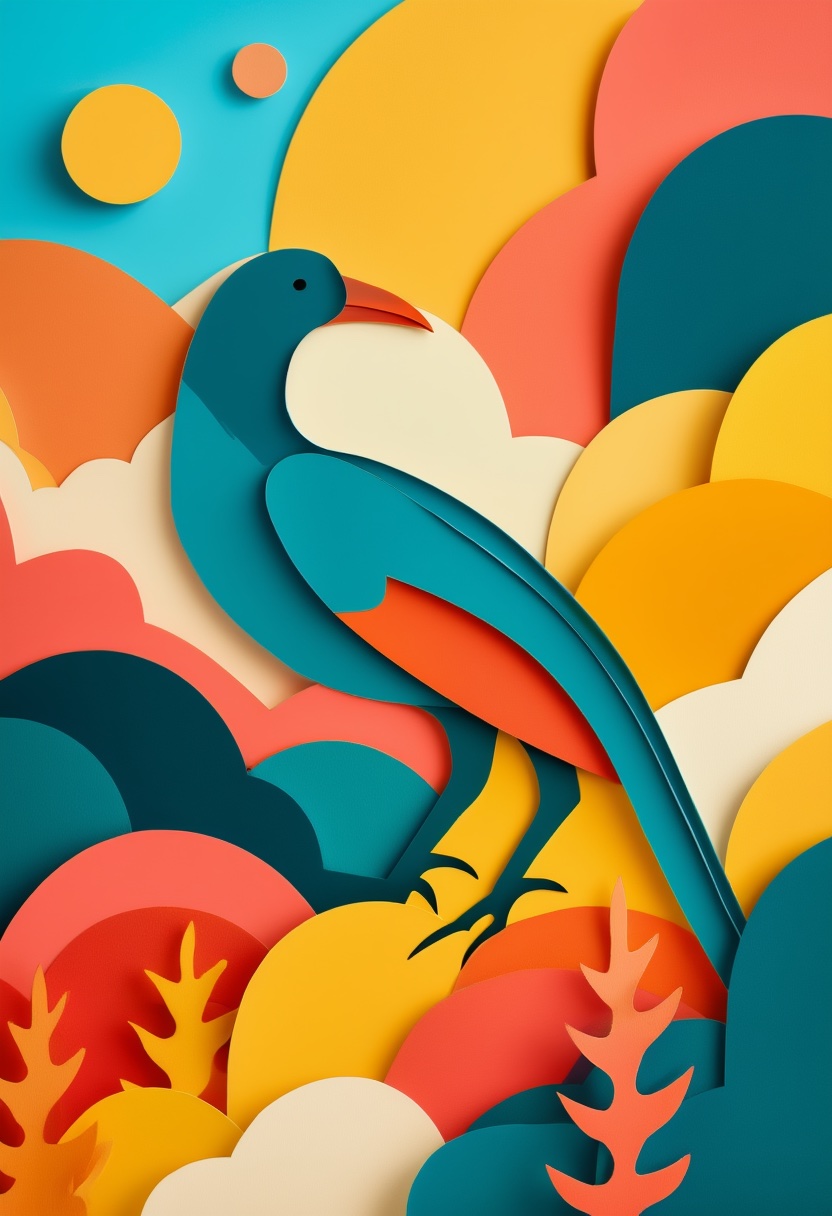 Vibrant Paper Bird Soaring — Divorce cut-paper-style greeting card