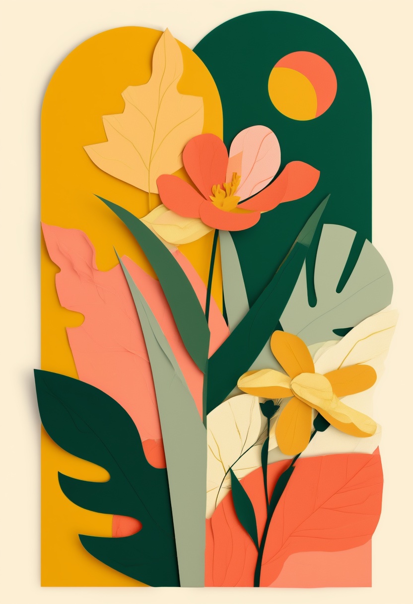 Vibrant Paper Bloom Arrangement — Thank You cut-paper-style greeting card