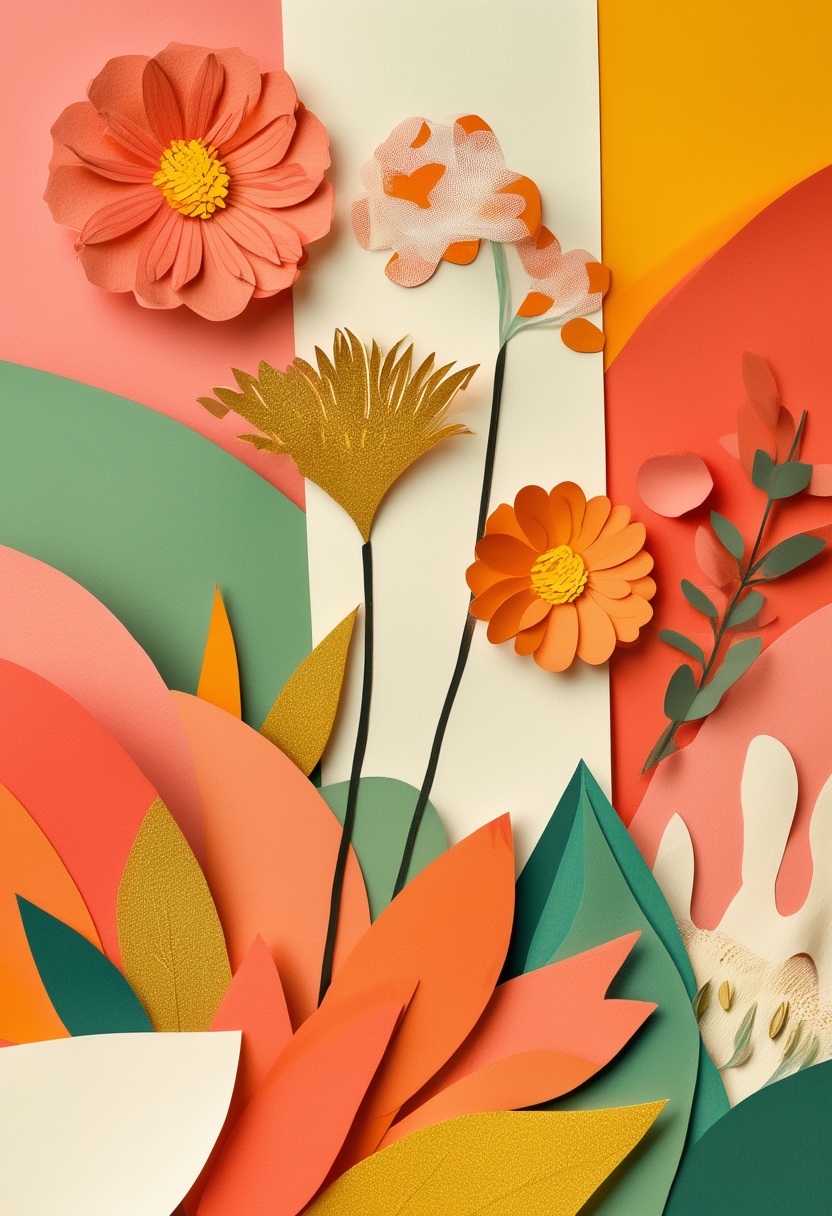 Vibrant Paper Bloom Garden — Thank You cut-paper-style greeting card