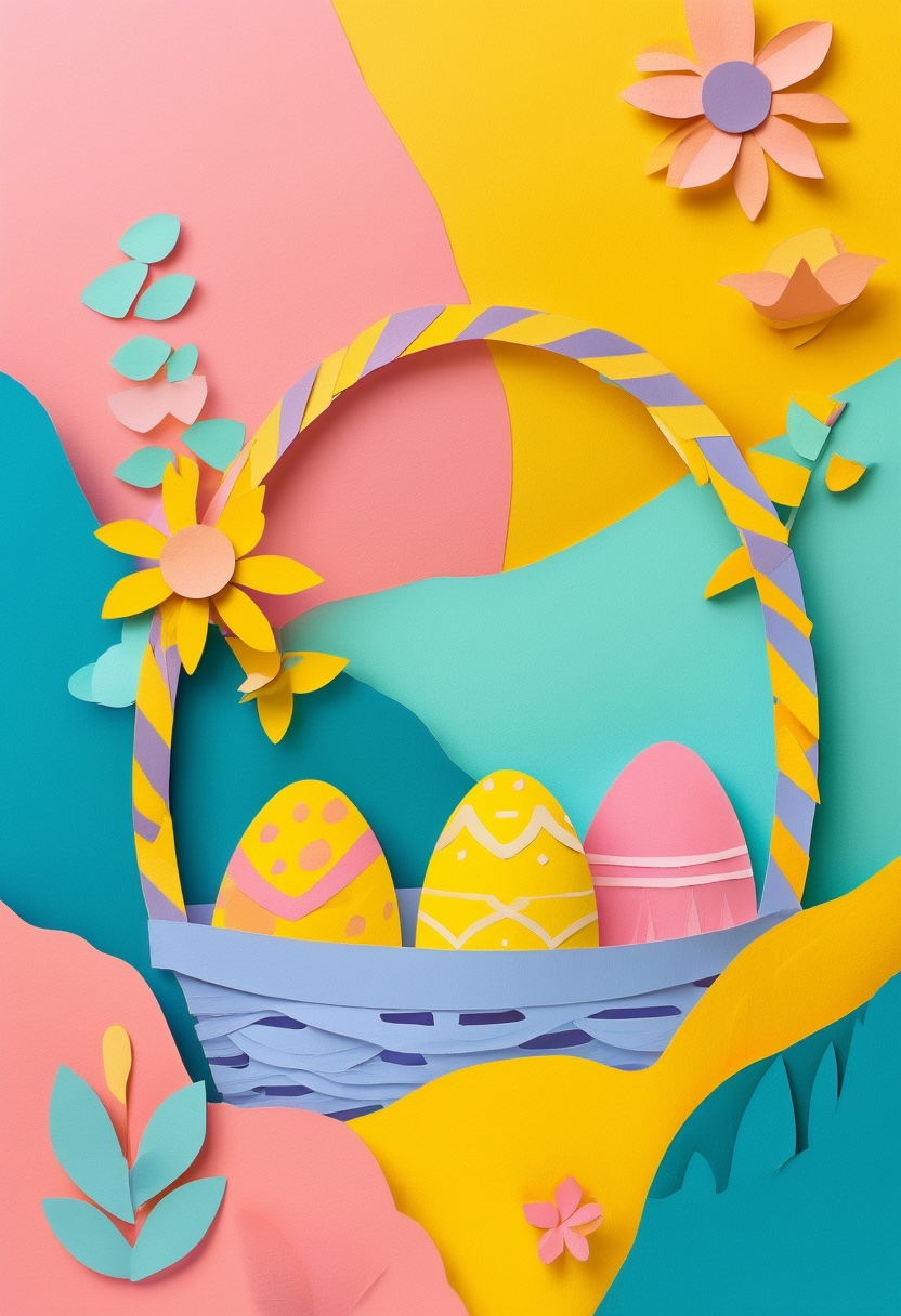 Lebhaftes Osternest aus Papierstanzung — Easter