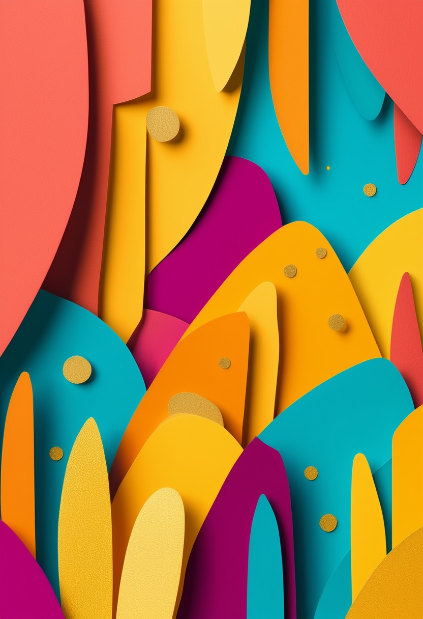 Vibrant Paper Cutout Celebration — Celebration cut-paper-style greeting card