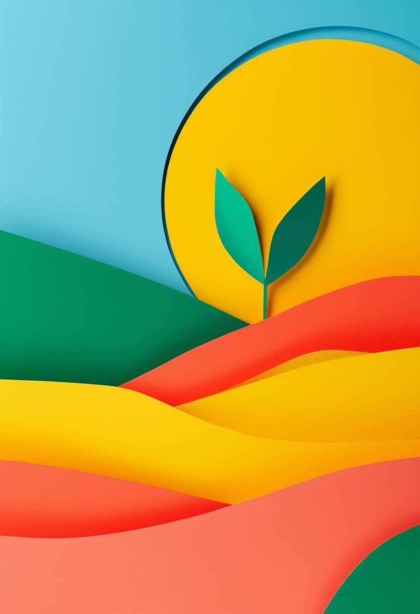 Vibrant Sprout Sunrise — Encouragement cut-paper-style greeting card