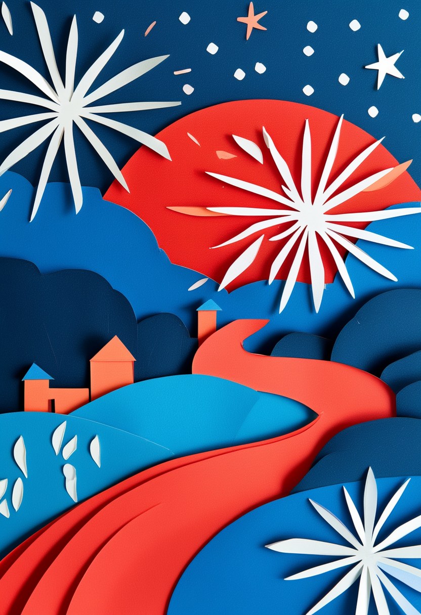 Vibrant Starry Sunset Landscape — Celebration